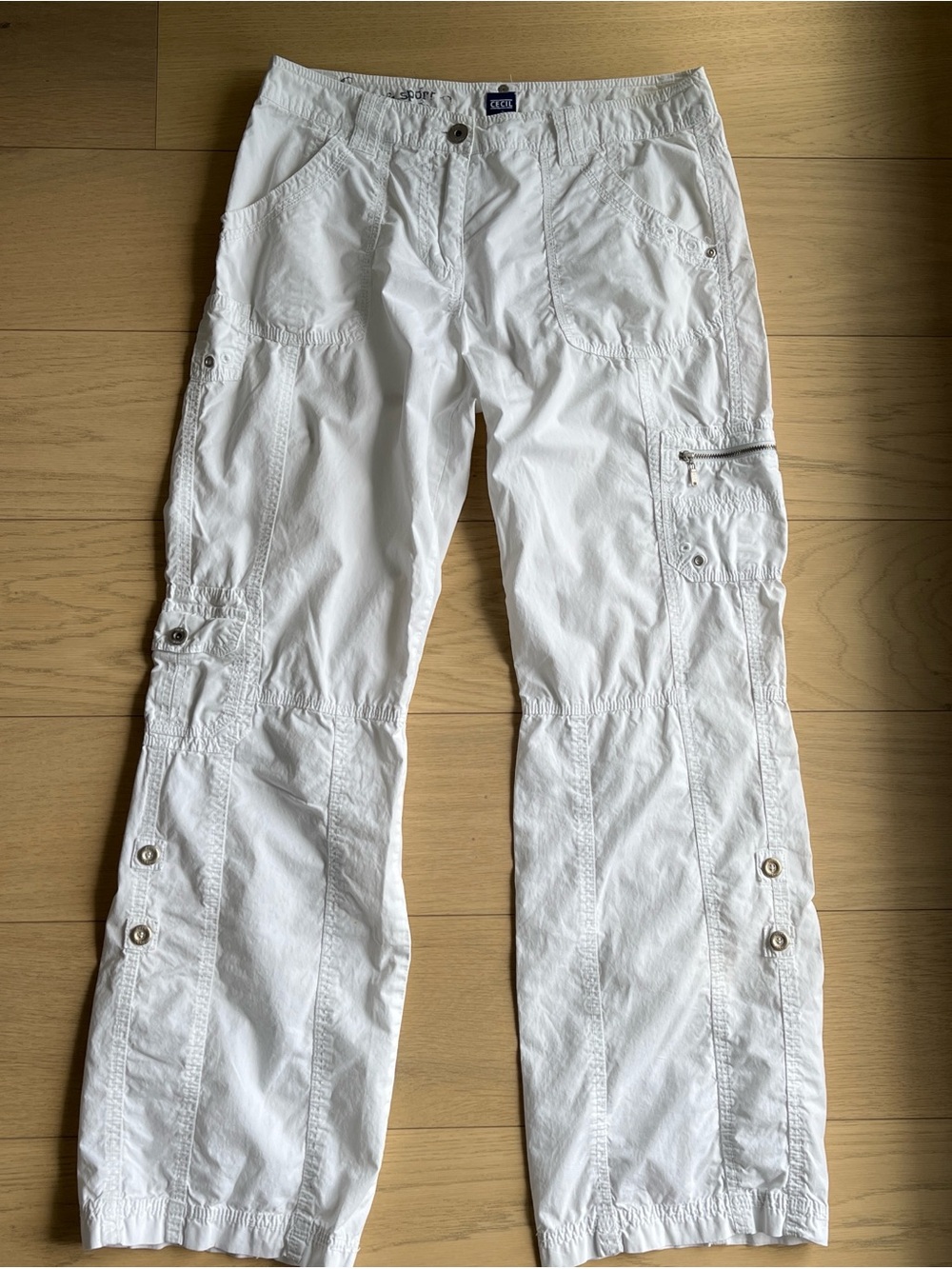 VTG Cecil Low Waist White Cargo Pants